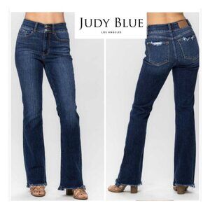 Judy Blue High Waist Vintage Frayed Bootcut Denim Jeans Size 15x32 Stretch Prepp